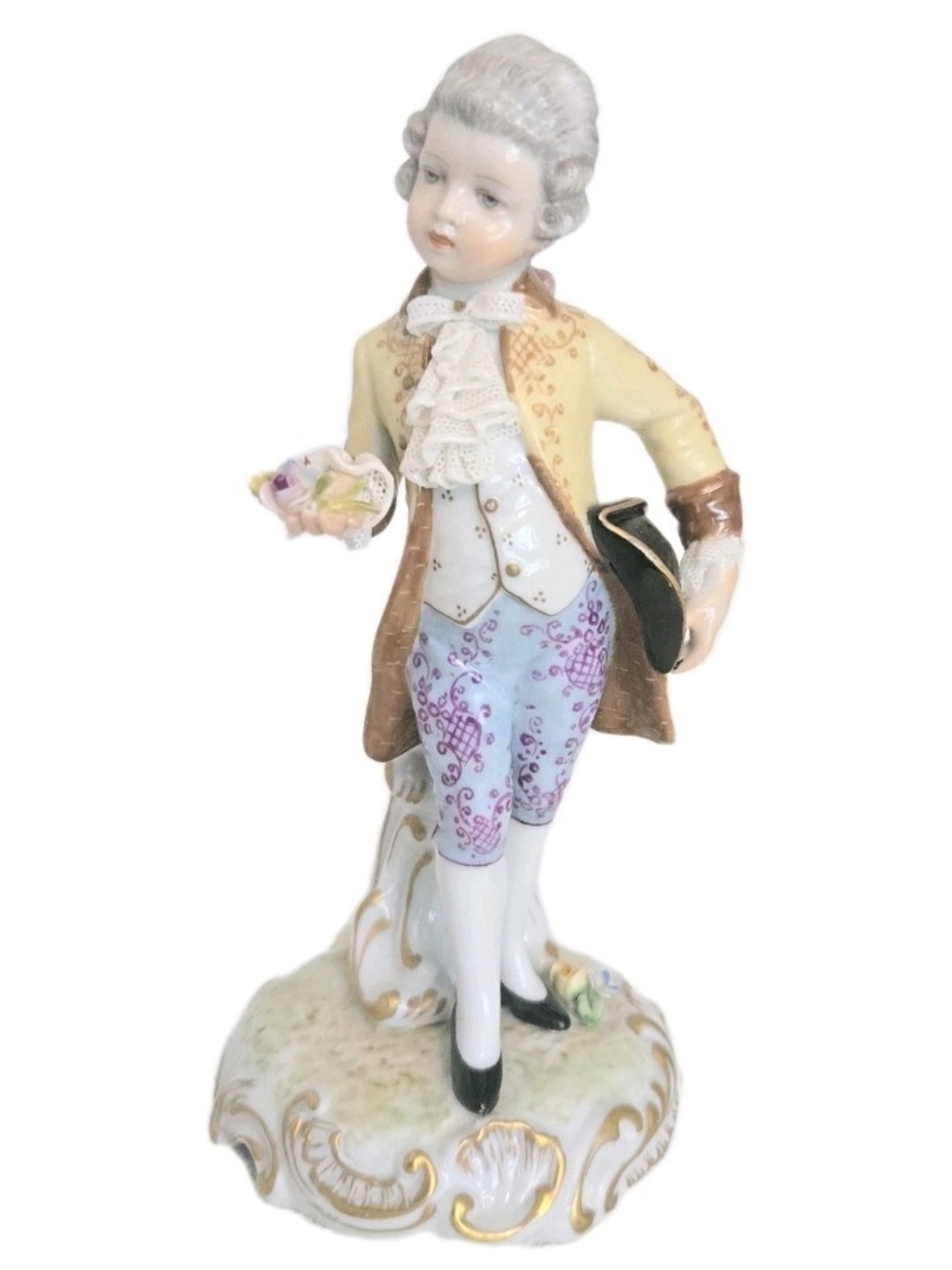 Vtg Goebel Capodimonte Figurine W Rose & Book Italy Stately Scholar Victorian